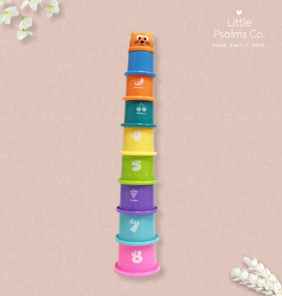 Colorful Stacking Cups – Animal, Number & Fruit Designs