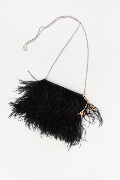Ostrich Feather Evening Bag & Scarf Set