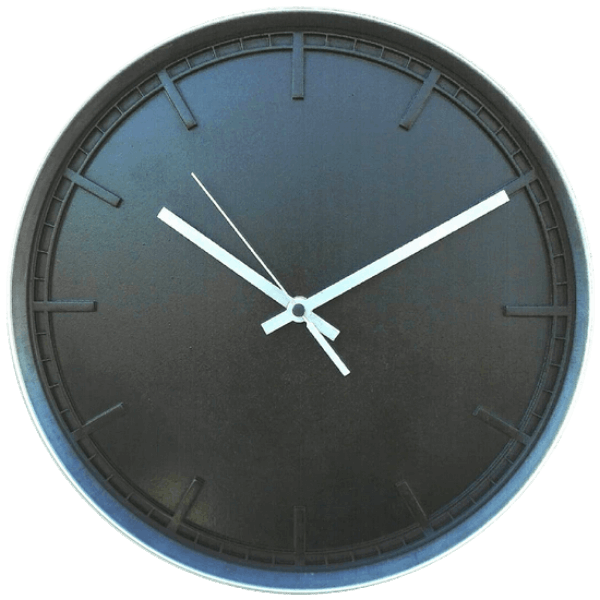 Blacked Out Aluminium Framed Wall Clock