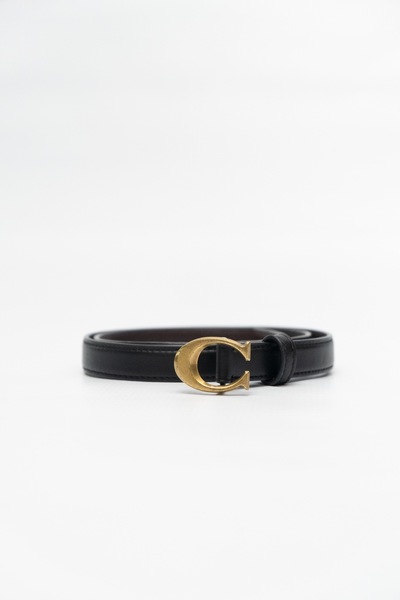 Coach Slim Leather Logo Belt