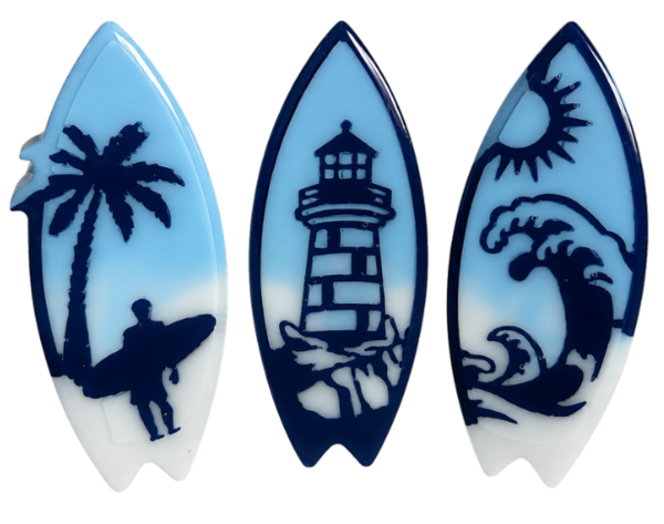 Three Coastal Standing Surfboards Set