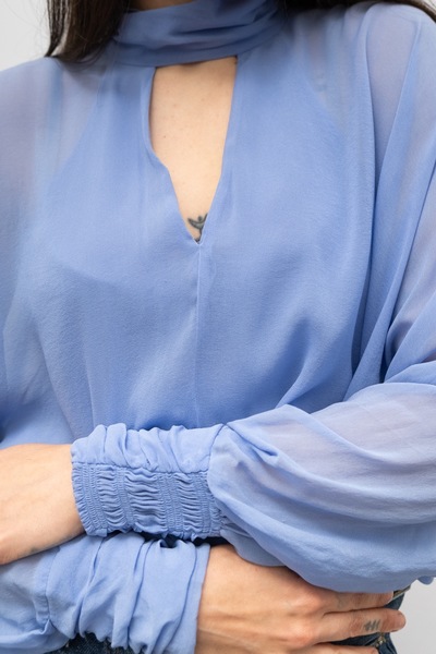 Silk Blend Blouse Blue