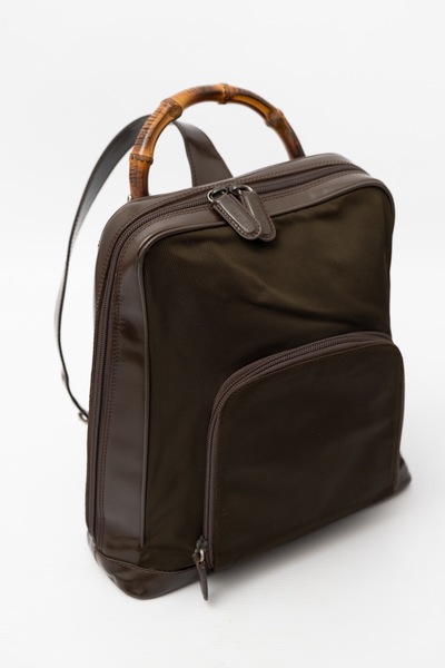 GUCCI Vintage Brown Bamboo One Shoulder Backpack