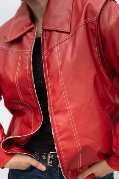 Vegan Leather Bomber Jacket