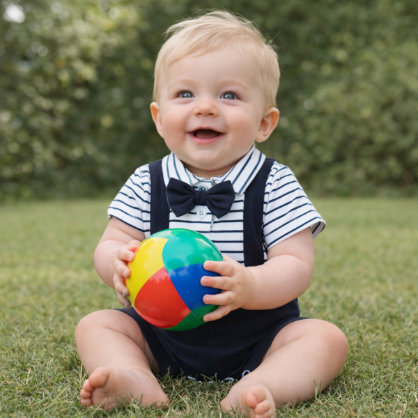 Navy striped baby outfit