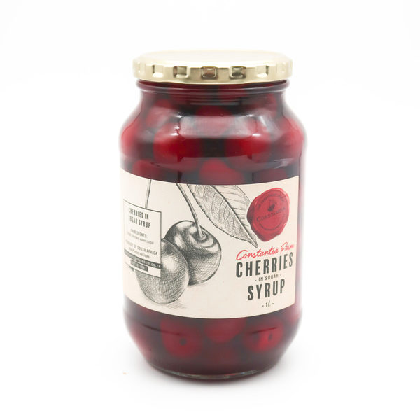 Constantia Farmstall Dark Red Cherries in Sugar Syrup1L Glass Bottle