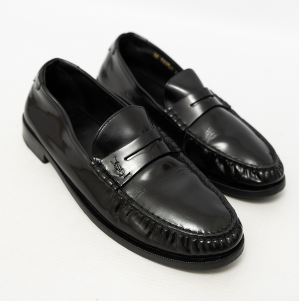 SAINT LAURENT Pre-Owned Leather Loafers Noir