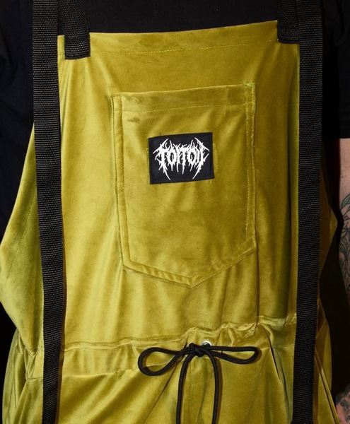 THE SAMPLE Green Velvet dungaree