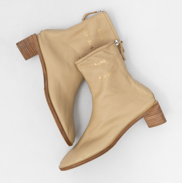 ACNE STUDIOS Pre-Owned Bertine Beige Leather Ankle Boots