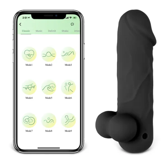 App-Controlled Black 10-Speed Rechargeable Waterproof Vibrating Mini Dildo