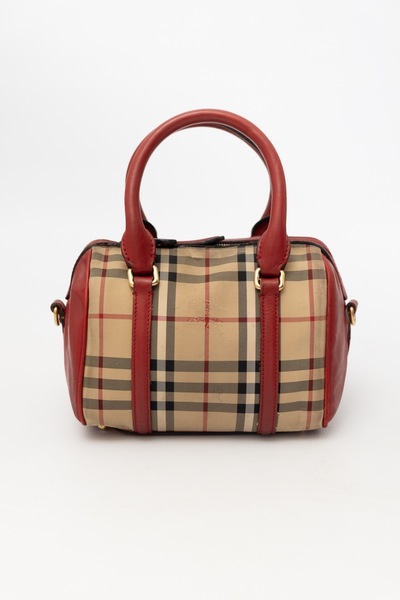 Burberry Pre-Owned Red Leather House Check Handbag