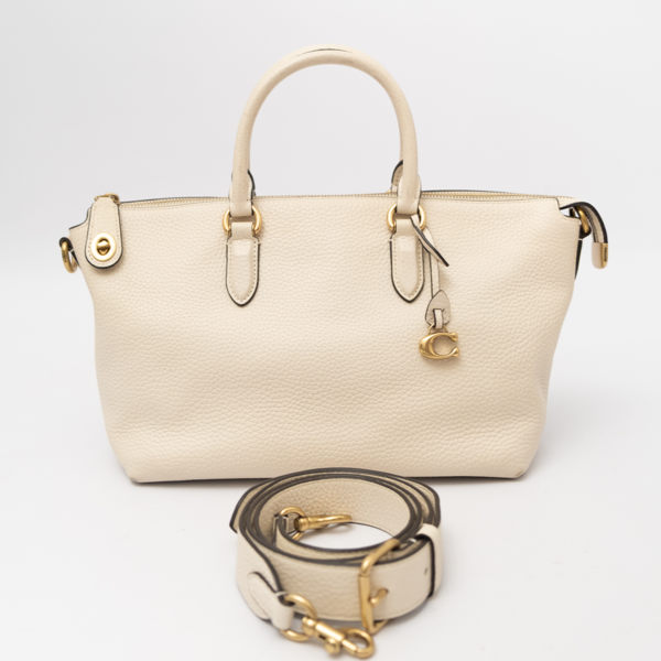 Coach Cara Satchel Soft Pebble Leather Chalk White