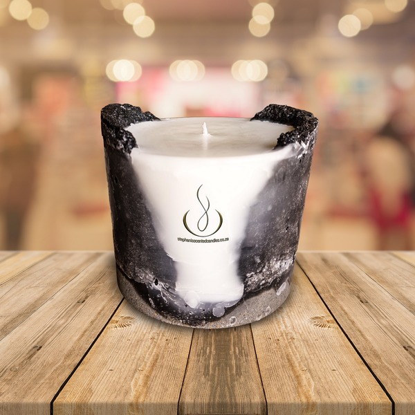 Earth Scented Candle in Rustic Charcoal Cement