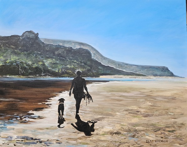 291.  A dog and his owner (61 x 76cm )