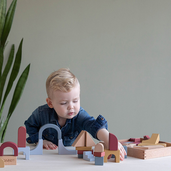 Little Dutch Wooden Building Blocks Set Pure & Nature Little