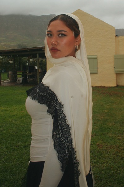 White with Black Lace Modal