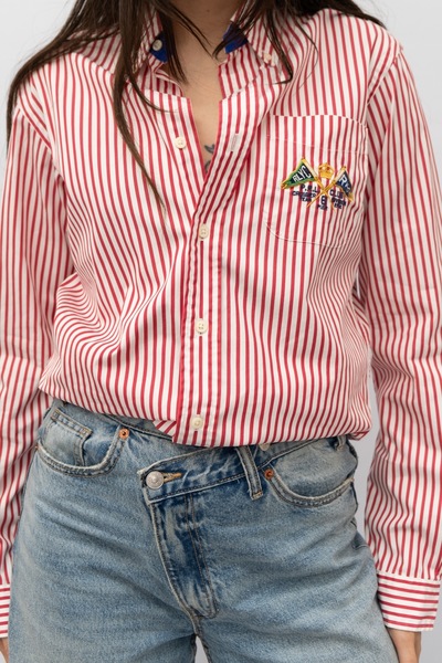 Ralph Lauren Vintage Striped Red Cotton Shirt
