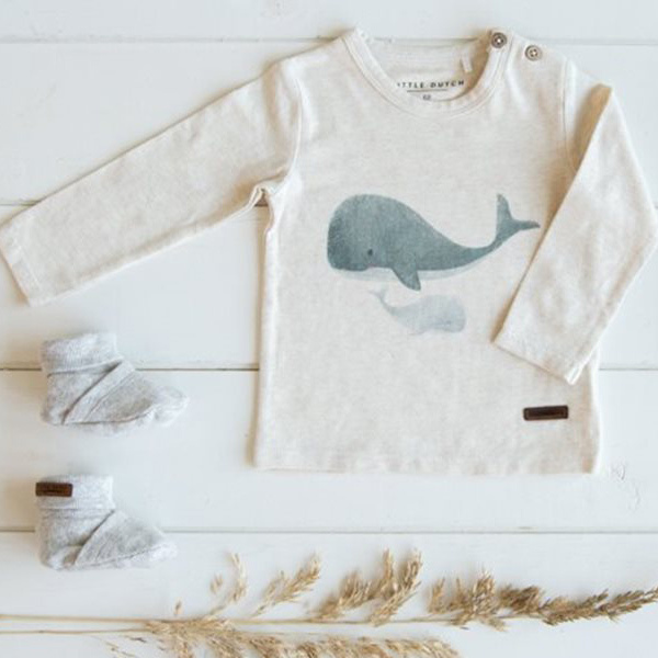 Little Dutch Long Sleeve T-shirt - Whale print - Size 74 (6-9 months)