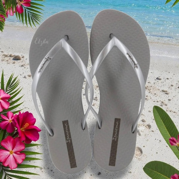 Ipanema - Pearly Flip Flops - Silver (Size 6, 7, 8 )