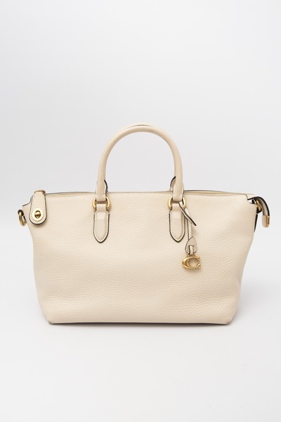Coach Cara Satchel Soft Pebble Leather Chalk White