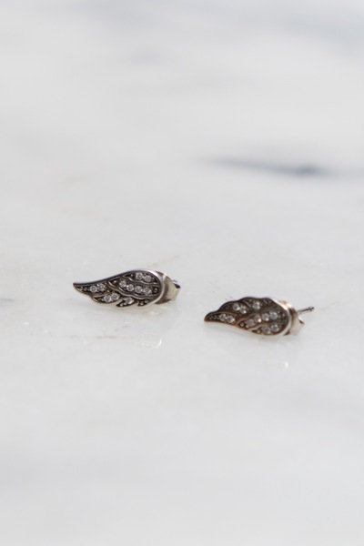 Sterling Silver Angel Wings Studs