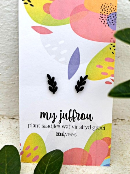 MaWees Juffrou oorbelle - swart blaartjie