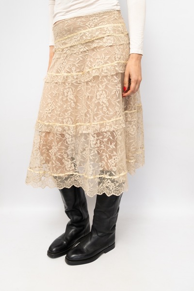 Vintage Lace Midi Skirt