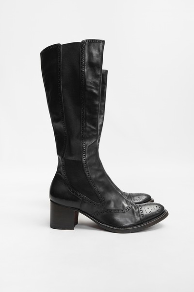 Genuine Leather Boots With Block Heel