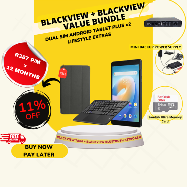 BLACKVIEW TAB6 + BLUETOOTH KEYBOARD + 2 LIFESTYLE EXTRAS