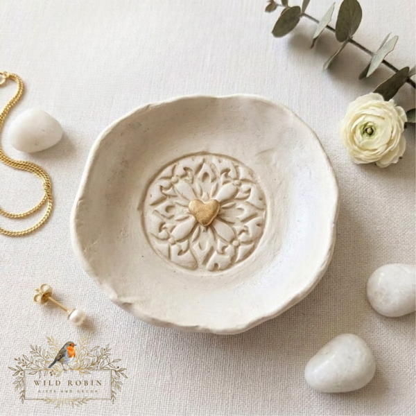 Mandala & Gold Heart Trinket Tray | Handcrafted in Cape Town