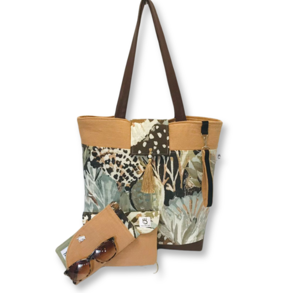 Coral Abstract Floral Print with Unique Flap Closure Unzipped Tote