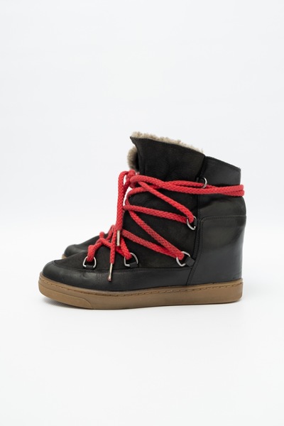 Isabel Marant Nowels Shearling Trimmed Padded Leather Boots