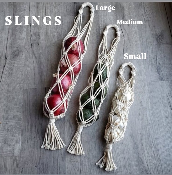 Macramé Vegetable Storage Sling & Baskets