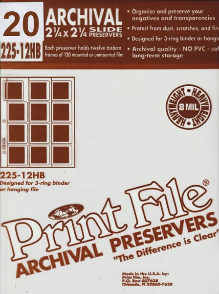 PrintFile 225-12HB Archival Negative Pages – 12× 6×7 / 6×6 Negatives – Pack of 20