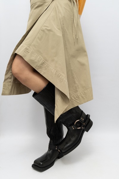 ZARA Cotton Blend Wrap Skirt With Ties Taupe