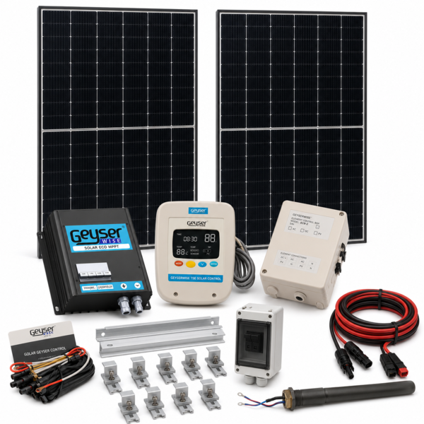 Geyserwise Solar PV Conversion System for 150L or 200L Geysers with Replacement AC/DC Element and 2 × 555W Panels – Installation Included