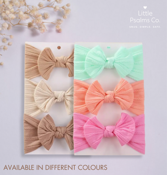 3 Pcs Neutral or Pastel Bow Headbands