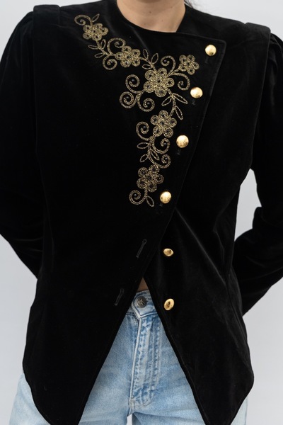 Velvet Jacket With Embroidery