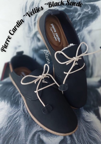 Pierre Cardin - Suede Vellies - Black (Sizes 4, 5, 6, 7, 8 )
