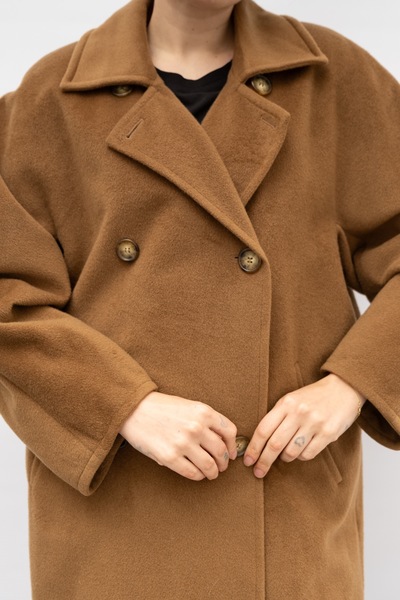 MAX MARA Pure Virgin Wool Double Breasted Midi Coat