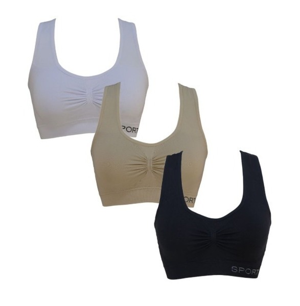 Seamless Comfortable Sports Bra with Removable Pads Pack of 3