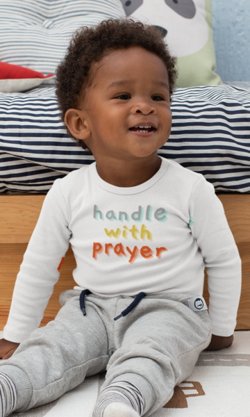 Babygrow White - Long Sleeve -Handle with Prayer