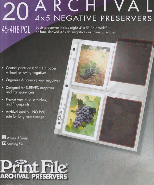 PrintFile 45-4B Archival Negative Pages – 4×5 Large Format – Pack of 20