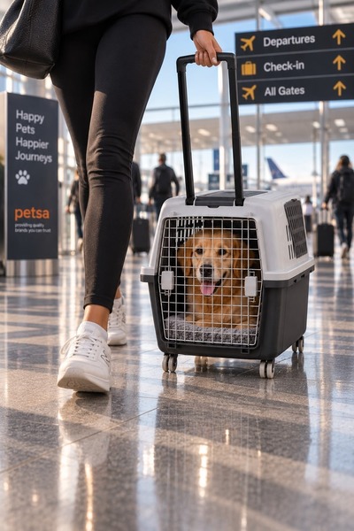 Pet Airline-Approved Carrier contains Plates & Wheels