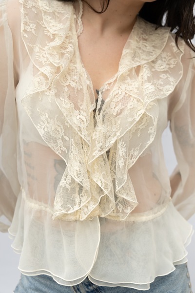 Sheer Ruffle Blouse