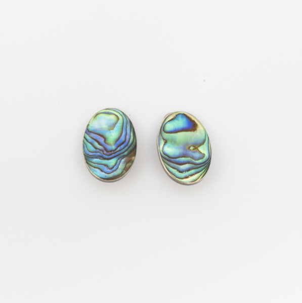 Vintage 925 Sterling Silver & Abalone Shell Clip On Earrings