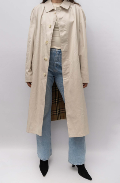 Vintage Mac With Checked Lining Cream
