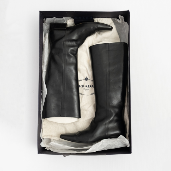 PRADA Vintage Leather Mid Calf Boots