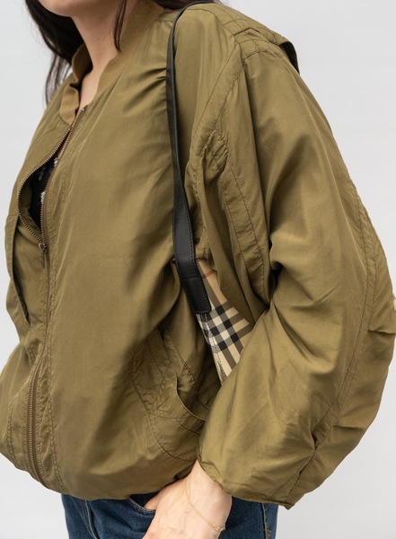 Pure Silk Bomber Khaki