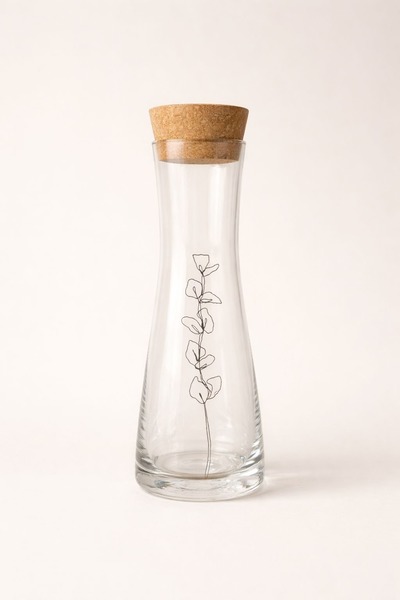 Glass bottle with cork lid
